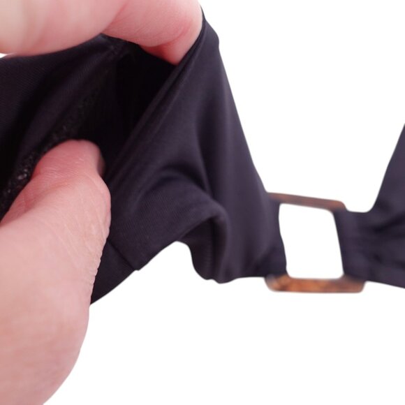 NWT Becca Modern Edge Convertible Ribbed Bikini Top Sz M Black Removable Cups - Picture 11 of 11